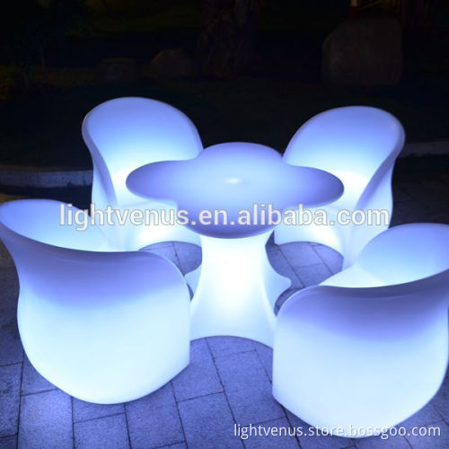 color change LED luminous study dining platic table and chair